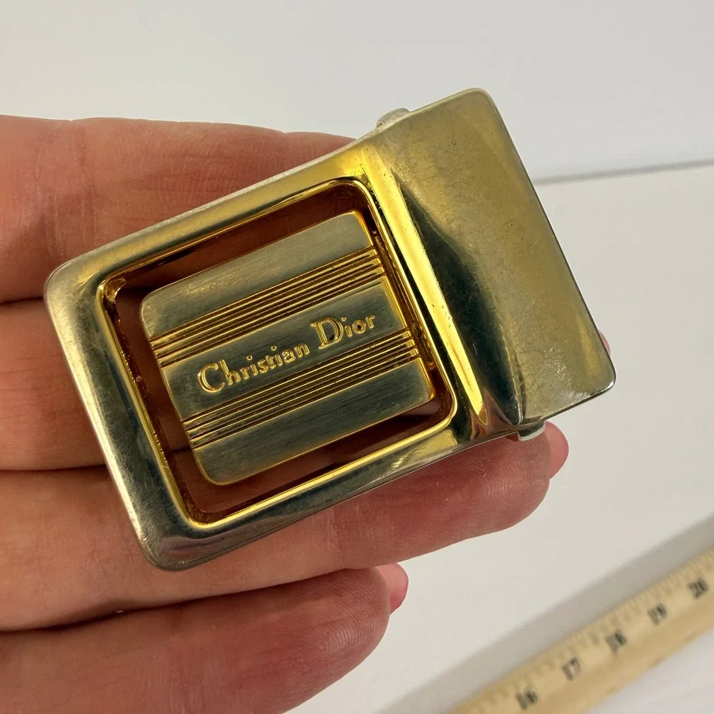 Vintage Christian Dior Belt Buckle Gold Silver Tone CD Logo Replacement